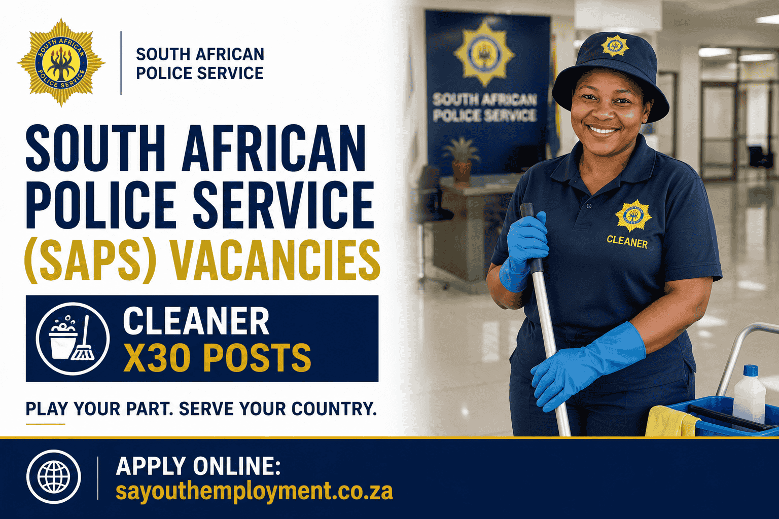 South African Police Service (Saps) Cleaner X30 Posts
